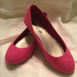 fuchsia embroidered flats